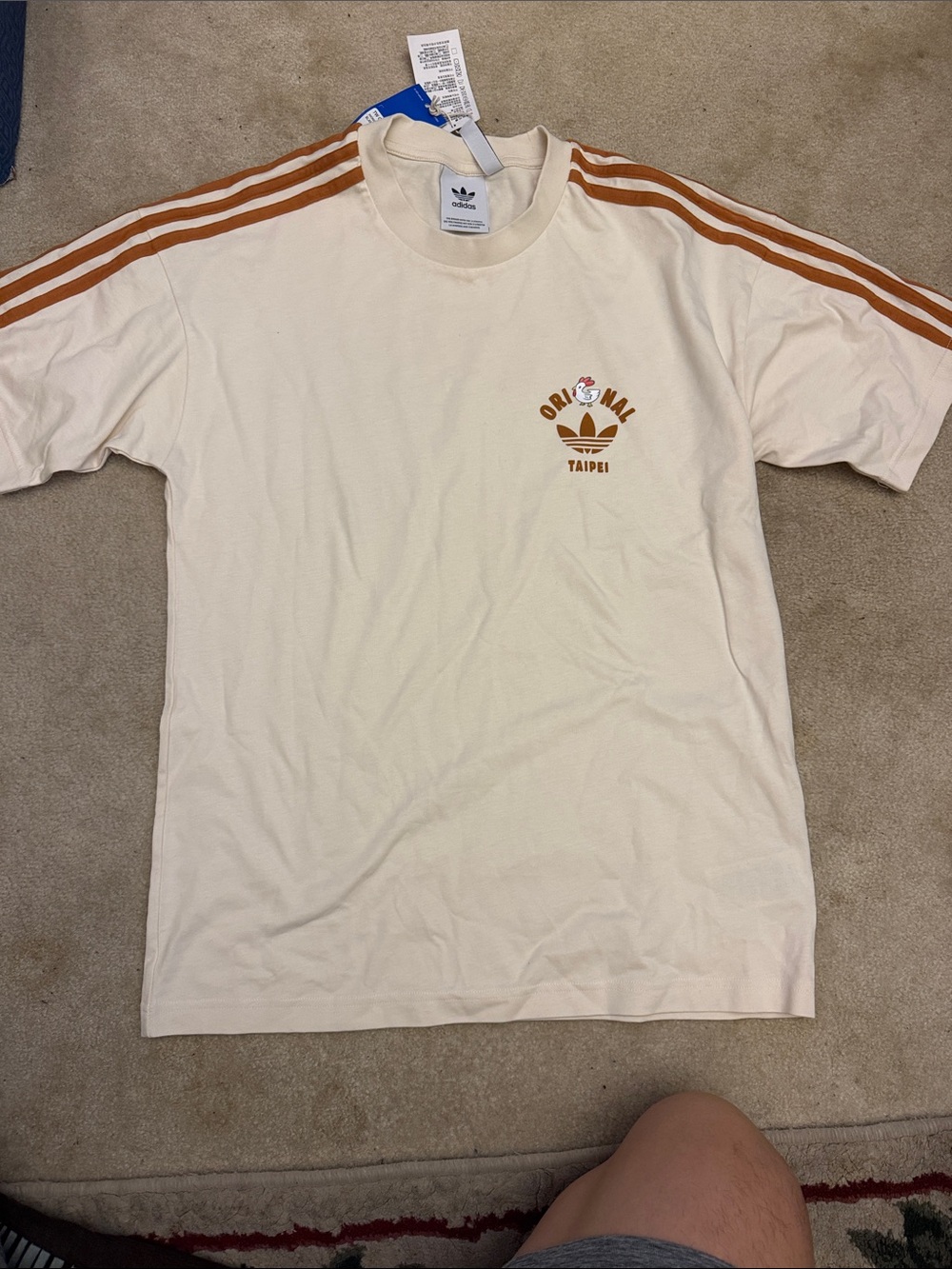 Adidas Taipei Taiwan fried chicken Cream with Brown Shoulder Stripes